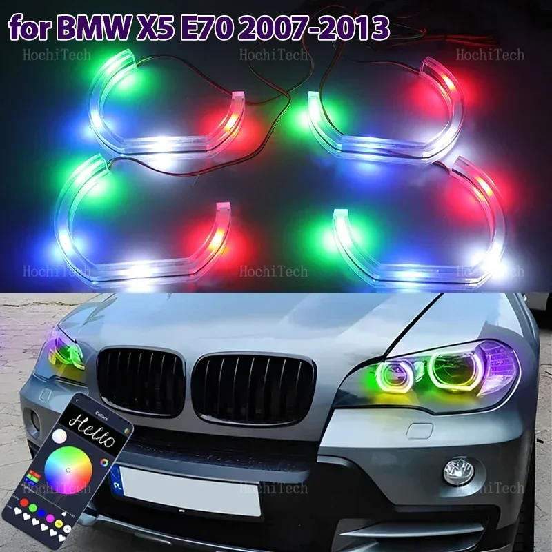 

Для BMW X5 E70 2007-2013 Высококачественное последовательное управление приложением в стиле M4, светодиодная лампа «ангельские глазки», кольцо указателя поворота, лампа DRL