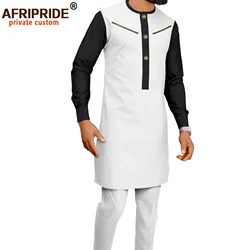African Traditional Clothes for Men Single Breasted Zip Jacket and Ankara Pants 2 Piece Outfits Tribal Tracksuit Formal A2116030