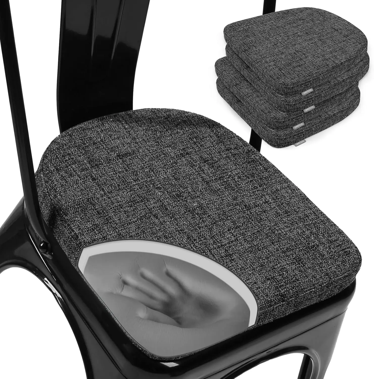 

Современные магнитные подушки для стульев, 4 шт., U-образные, черно-серые, для обеденных, кухонных, кафе-стульев, складные