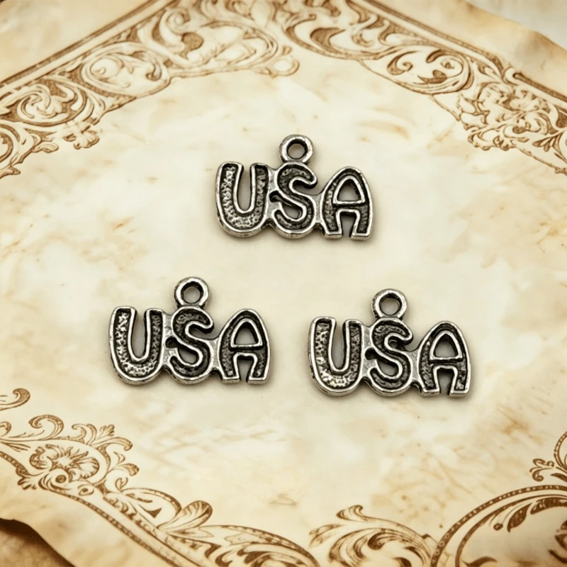 360 Stück antiksilberfarbene USA-Charms-Anhänger 15 x 11 mm für die Schmuckherstellung A3612 im Großhandel – Detail 1