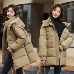 Women Winter Down Padded Jacket 2023 New Women Warm Thick Cotton Korean Loose Hooded Parkas Female Snow Coat Outwear