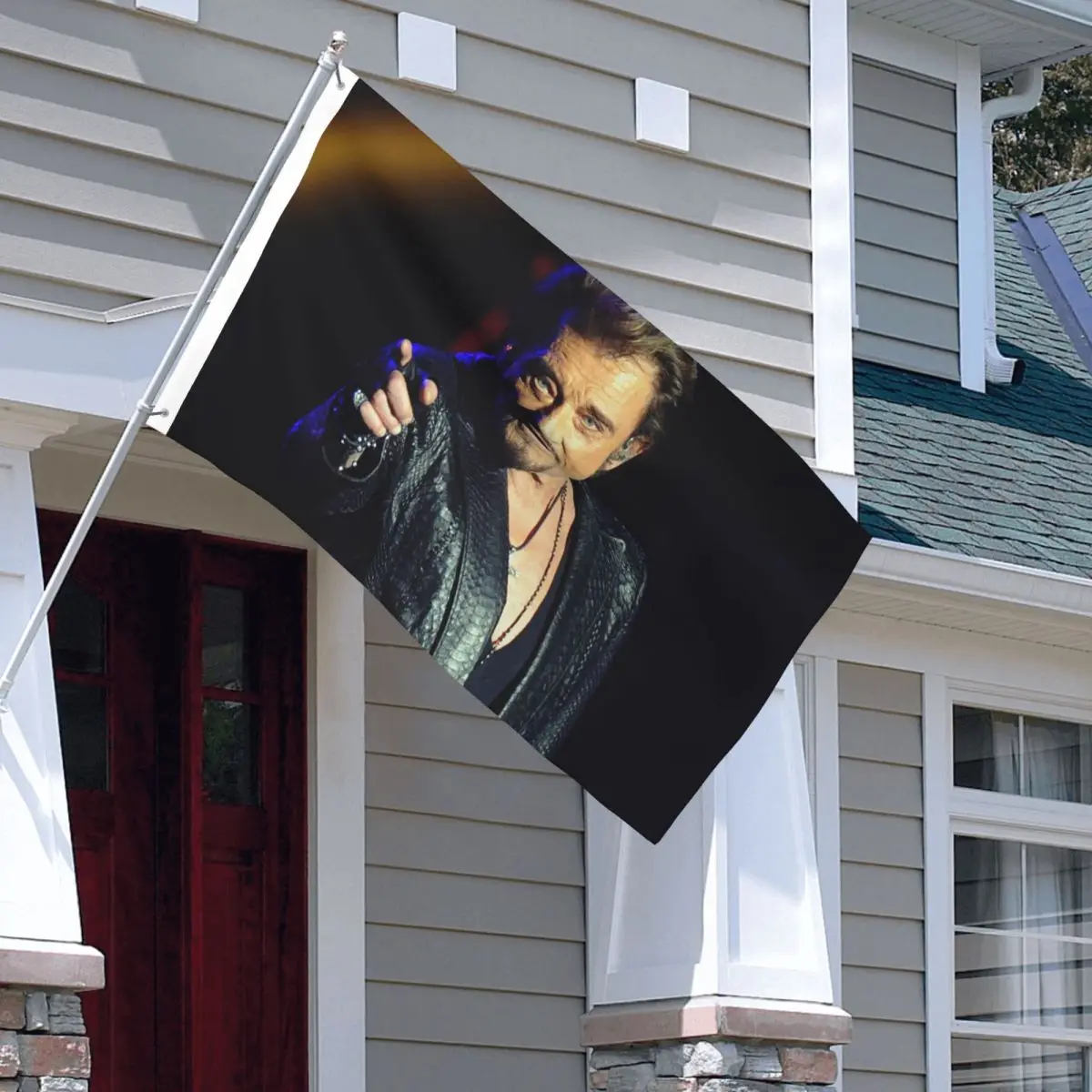 Johnny Hallyday Rock Star Flags Double Sided Outdoor Banner Singer Polyester Hanging Decoration 90x150cm