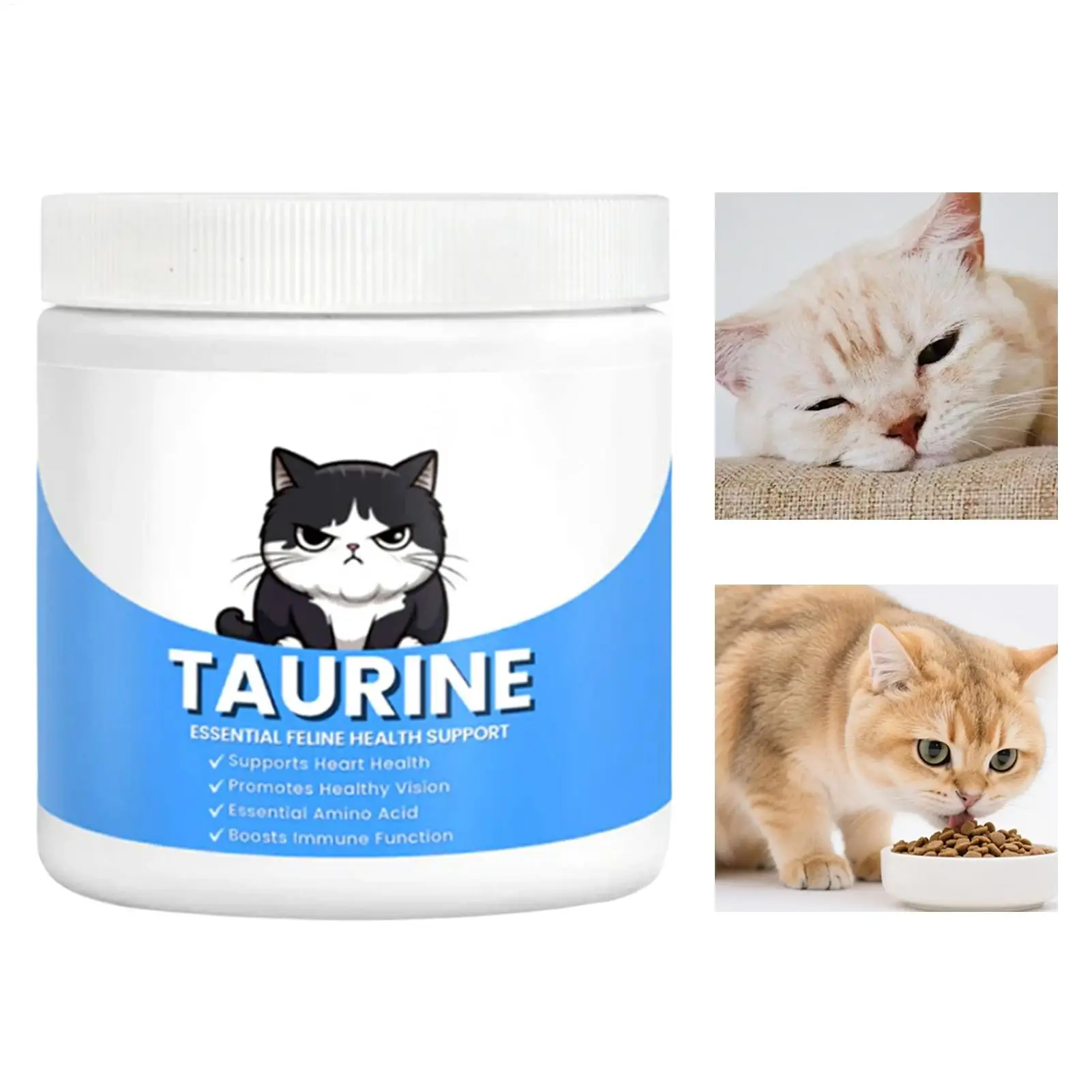 Polvo de Taurina para Gatos, Suplemento Dietético para el Cuidado de la Salud de Ojos y Corazón, para Gatitos y Gatos Adultos, Apoyo al Sistema Inmunológico, Aditivo Nutritivo para Alimentos