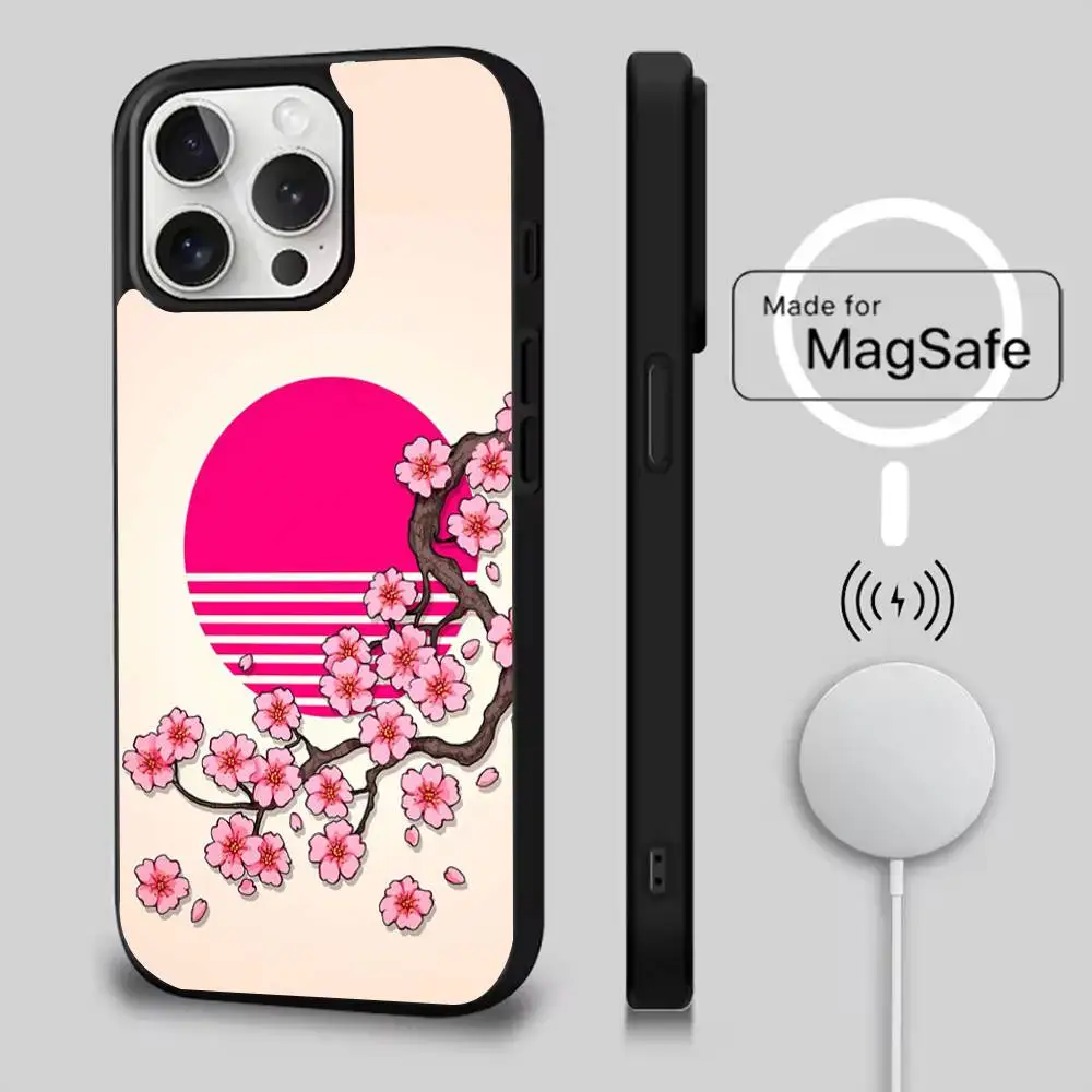 حافظة هاتف VHS Sakura Rewind لهاتف iPhone 17,16,15,14,13,12,11,Pro,Max,Plus,Mini,Air,SE شحن لاسلكي مغناطيسي جديد Magsafe