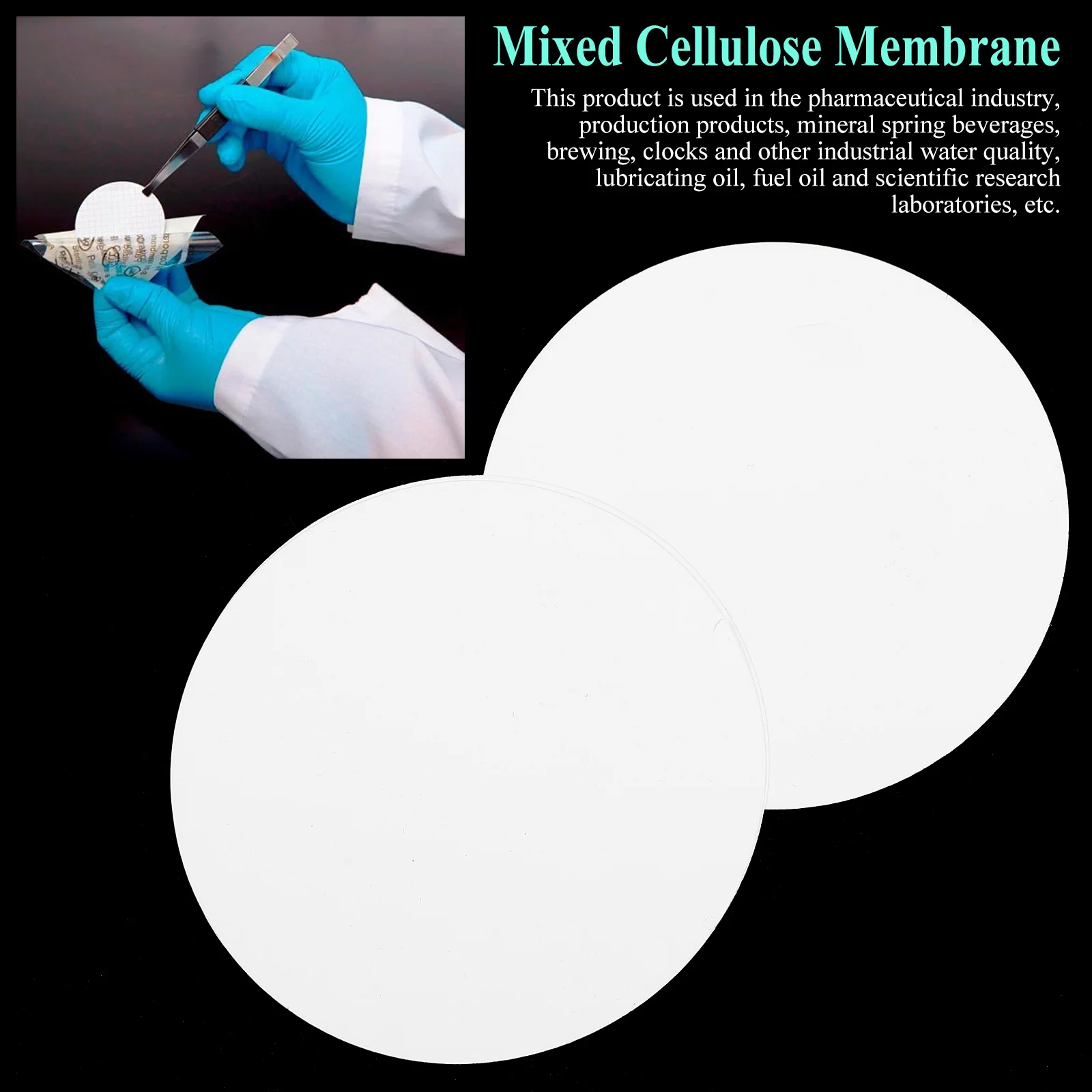 

50pcs Membrane 0.45Um Filter Membrane For Lab Water Filtration Bacteria Removal Mixed Cellulose Hydrophilic Ca-Cn Disc