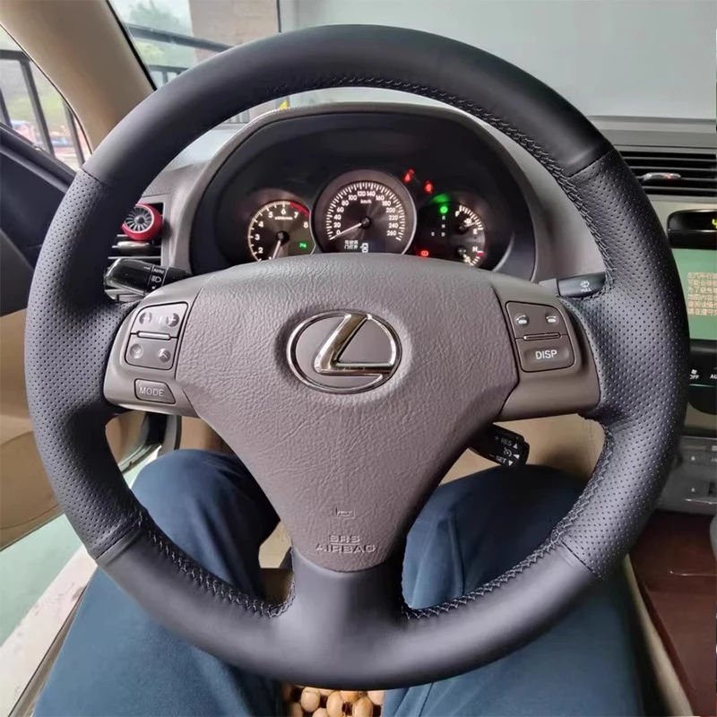 

Hand-stitched Non-slip Black Genuine Leather Car Steering Wheel Cover For Lexus GS300 2004-2007 ES250 2005 Auto Parts