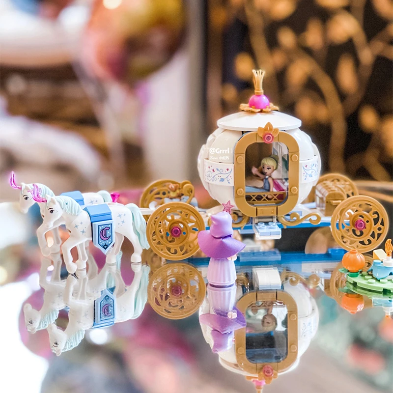سندريلا النقل الملكي اللبنات 237 قطعة الطوب المتوافق تجميع اللعب الكرتون فتاة للطفل عيد الميلاد مفاجأة هدية