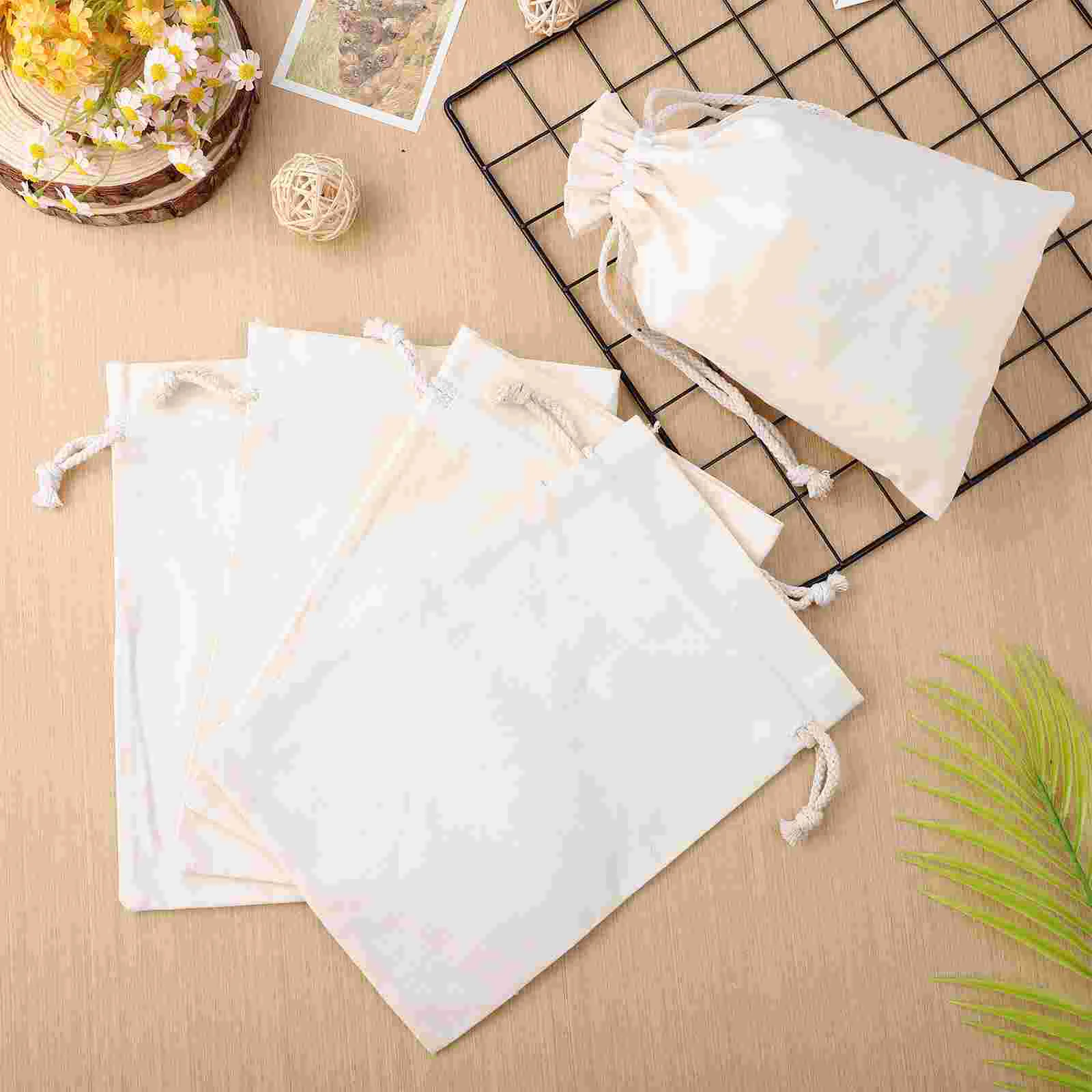 10 Pcs 21*30cm Small Mesh Bags Drawstring Fabric Pouch Wedding Gift Muslin with Large Cotton Card Shopping