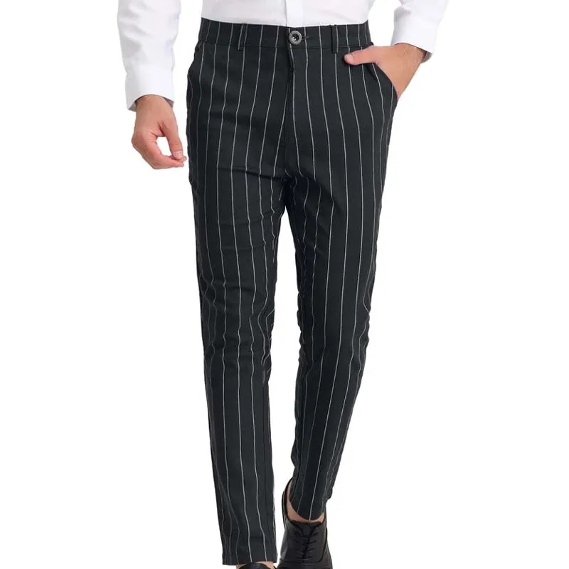 Men\'s Pants 2024 SpringNew Quality Slim Fit Striped Decoration Fashionable Casual Pants Men\'s Clothing Formal Full-Length Pants