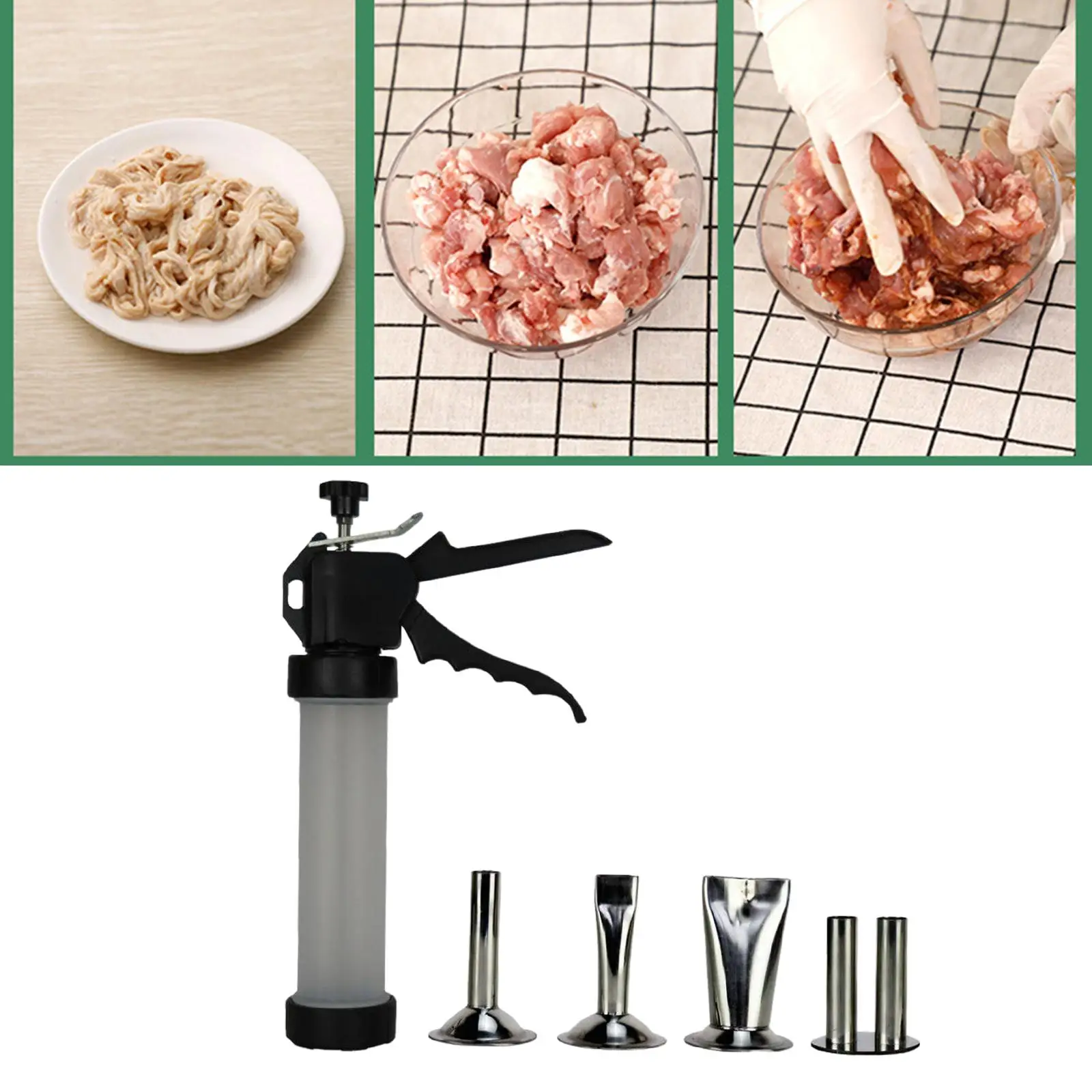 Manual Sausage Stuffer,Meat Sausage Maker,Sausage Filling Tool with 4 Nozzle Tubes for Homemade