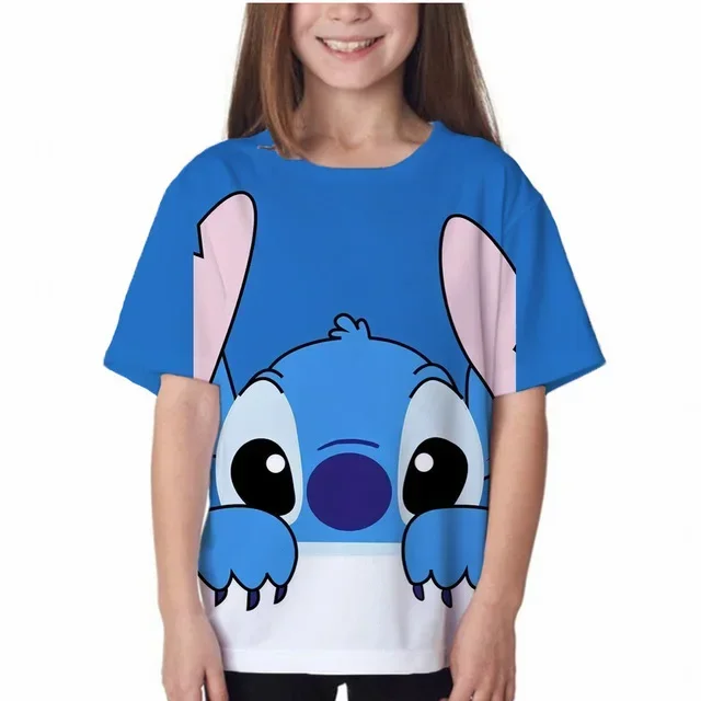 2024 Summer Stitch Anime High Quality 3D Print T Shirts Tops Boy Girls Loose Funny T-shirts Kids Children Tshirt Plus Size