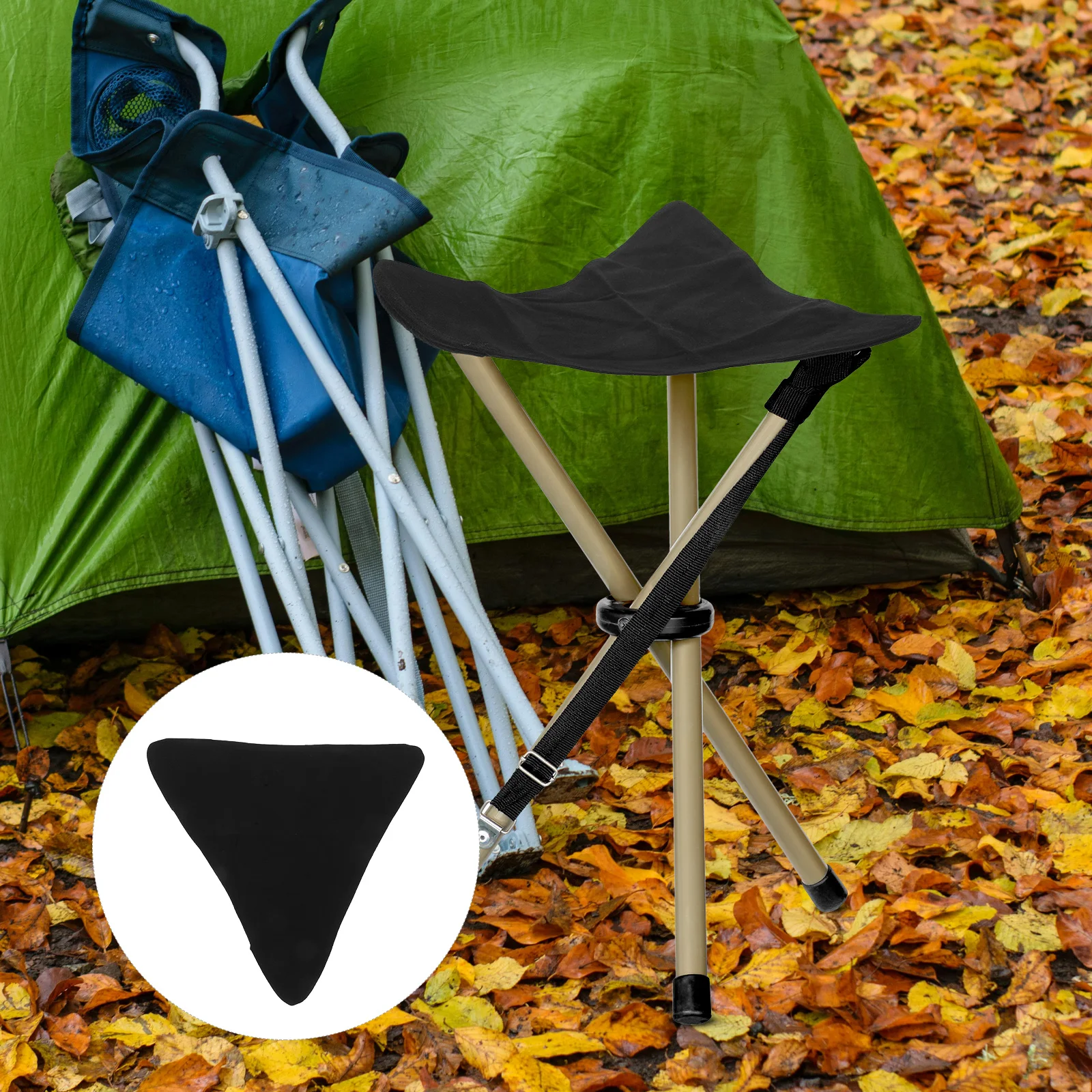 

Outdoor Triangular Camping Replacement Cloth Folding Seat Chairs Canvas Portable Chair Lightweight Tripod Seat