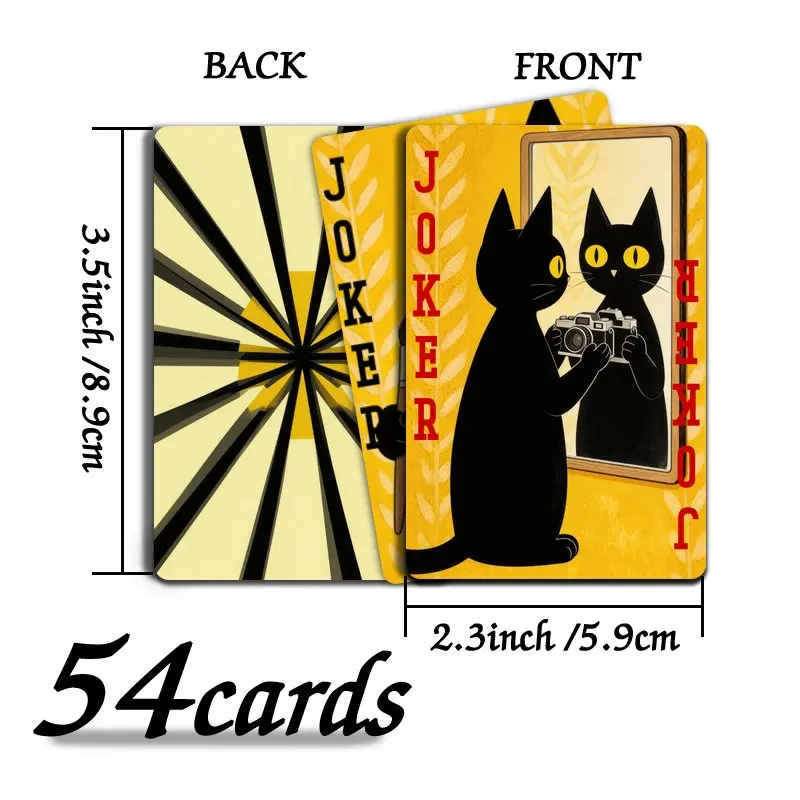 

54-Piece Poker Deck, Cute Black Cat Illustration Themed Playing Cards, Ideal for Family Game Nights and Party Games
