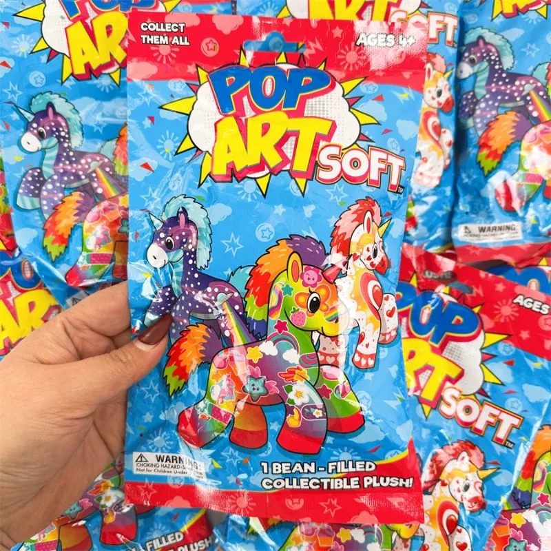 ตุ๊กตาสัตว์ยูนิคอร์น การ์ตูน POPart แบบสุ่มในกล่อง ชุดช้าง เต่า สุนัข วัว ของเล่นเด็ก