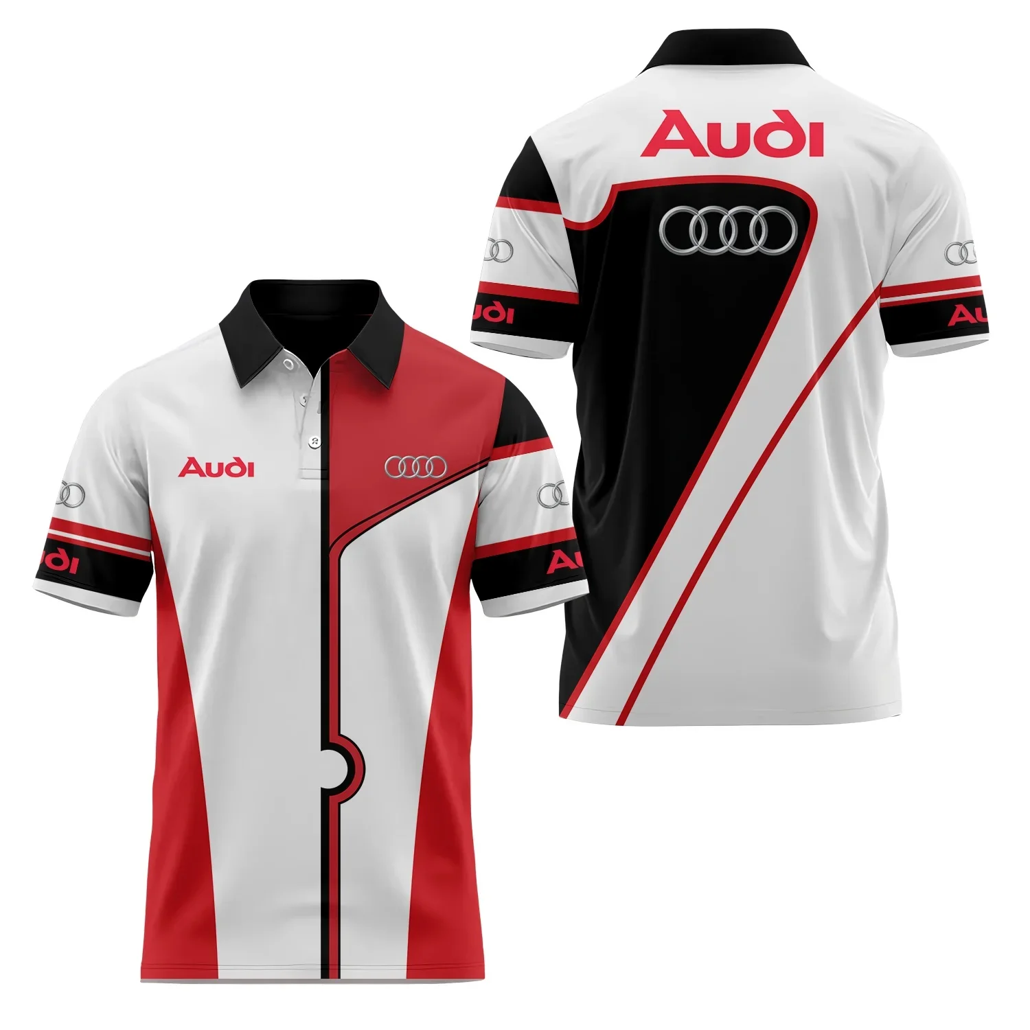2026 Audi 3D Printed Short-Sleeved Polo Shirt Casual High-Quality Sports Fashion T-Shirt with Collar