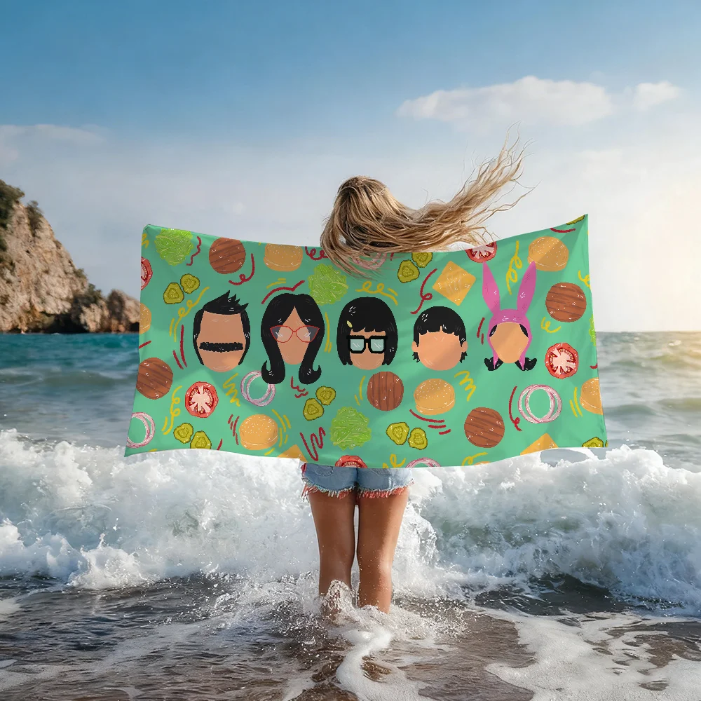 Cartoon B-Bobs-Burgers Cute Towel Shower Sauna Travel Spa Quick Dry Gym Accessories Soft Large Beach Towels