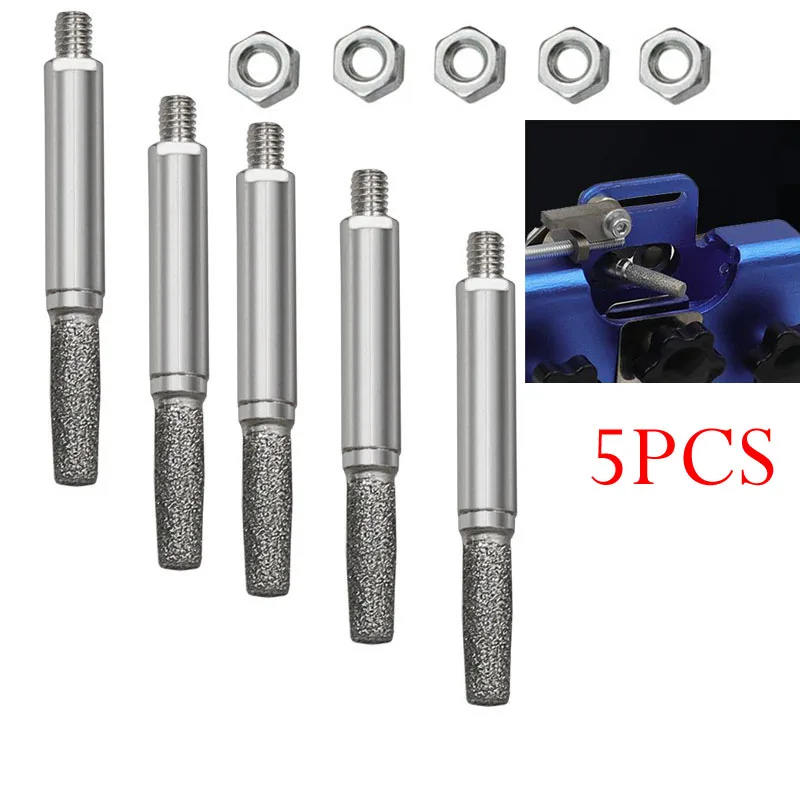 5PCS 4/5/6mm Grinding Head Cylindrical Burr Chainsaw Sharpening Kit Sharpener Grinding Head For Metal Processing CNC Machining