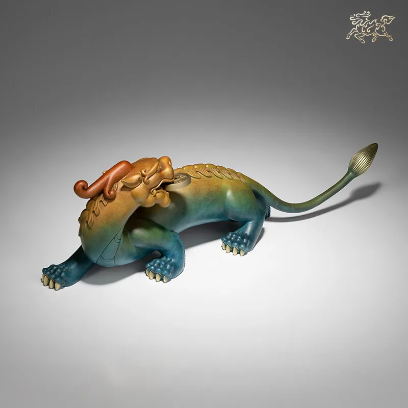 فريدة من نوعها التميمة خارق الطبيعة الأسطورية الحيوان التنين PI XIU تجنيد المال البرونزية نحت تمثال شريط المنزل مخزن حظا سعيدا #3