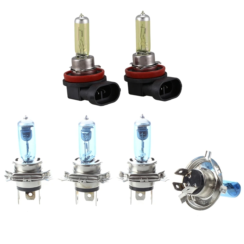 2 шт., супер желтые автомобильные лампы 12 В, 55 Вт, H11, 3000K, лампы для противотуманных фар, лампы и 4 галогенные лампы, лампы для автомобильных фар H4, белого света, 100 Вт