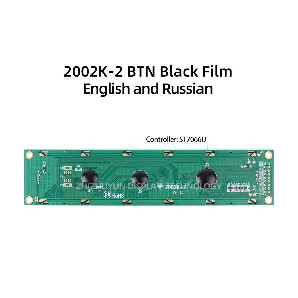 2002K-2 Character LCD Display 5/3.3V Built In SPLC780D HD44780 Controller English And Russian BTN Black Film Ice Blue Text