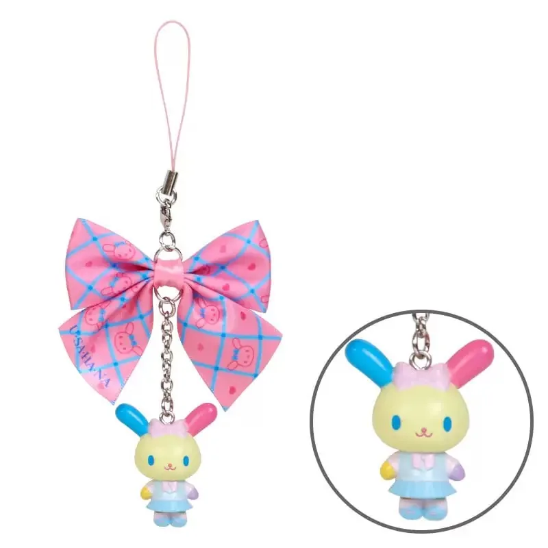 Cute Usahana Mascot Keychain Academy's Sparkle Club Kawaii Bow PVC Ball Chain Keyring