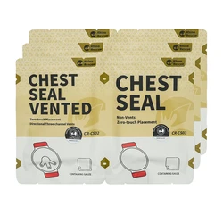 RHINO RESCUE Vent Chest Seal, Twin Pack, Molho Trauma, Kit de Primeiros Socorros, estéril, ferida Cuidados, Ifak Refill Kit, 6 Contagem