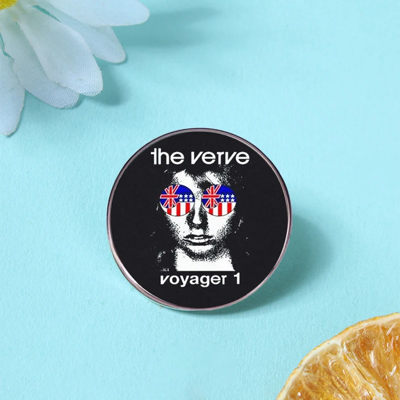 Pop The Verve Band Round Brooch Rock Band Pin Metal Badge Fan Collection Gift Clothing Accessories