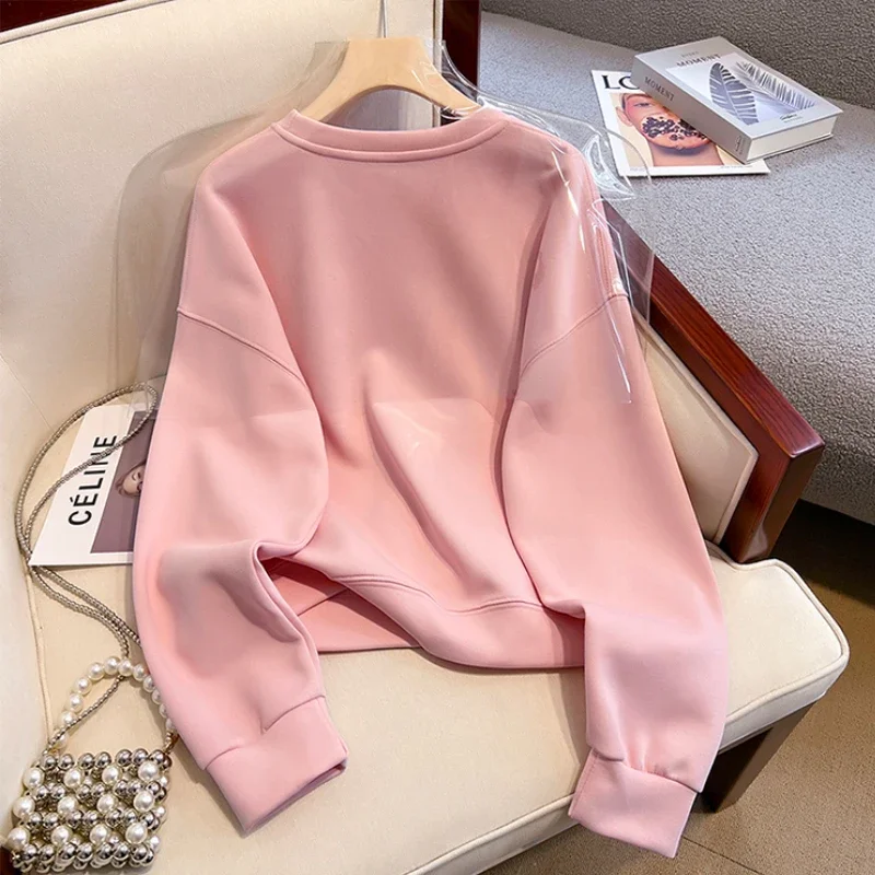 No Hat Sweatshirts Women Baggy Sweet 3d Cherry O-neck Casual Students Ulzzang Autumn Soft Girlish High Street Clothing All-match