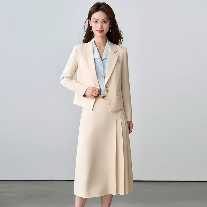 

Весенне-осенний свободный короткий пиджак, женский костюм, топ, элегантный модный повседневный женский комплект с юбкой, студенческий наряд