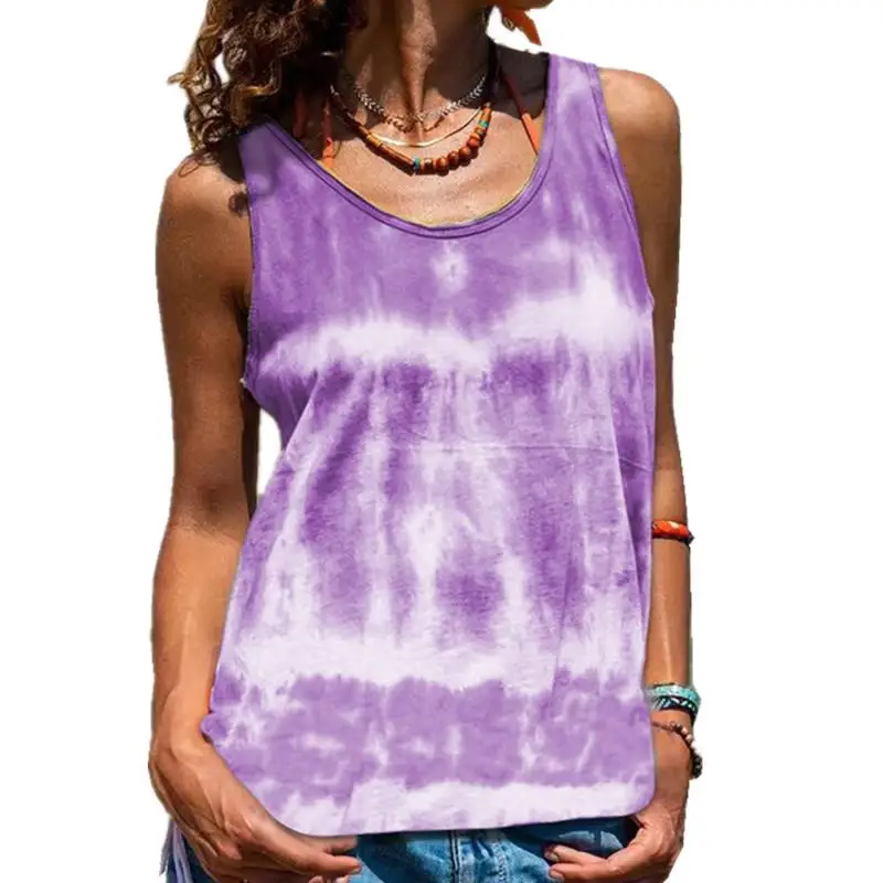 Women's Street Sle Printed Svel Vest Top T-irt Loose Fit Polyester Casual Summer Faion Ladies' aphic Tee