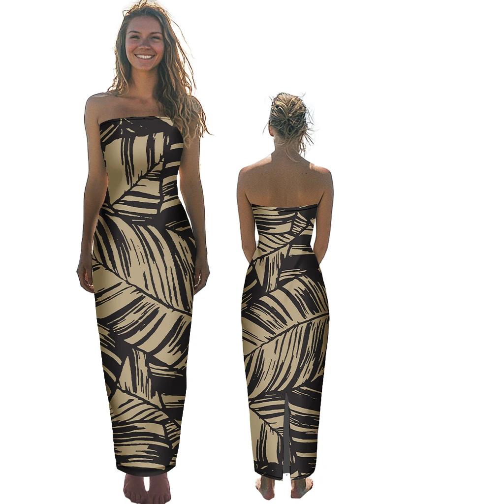 

Shipping Polynesian Tribal Strapless Party Dress Summer Samoan Dress Ladies Wrap Off Shoulder Sleeveless Dresses