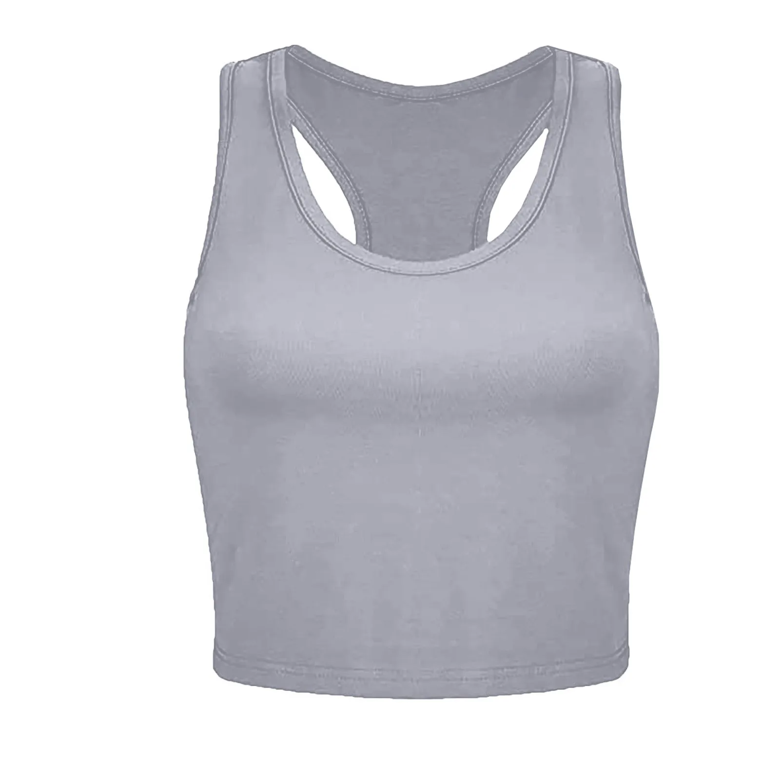 Colete casual sem costas em forma de U para mulheres, tops esportivos simples, gola redonda, colete apertado, diário, clássico, sólido, verão, novo