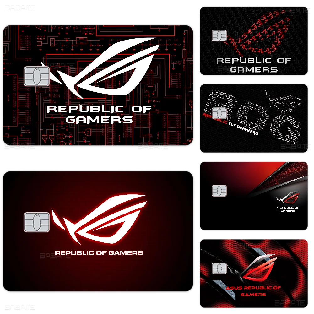 ASUS ROG Republic Of Gamers Logo Game 2024 Anime Cartoon Skin Stickers Film Tape Case For Big Credit Debit Card Front Side