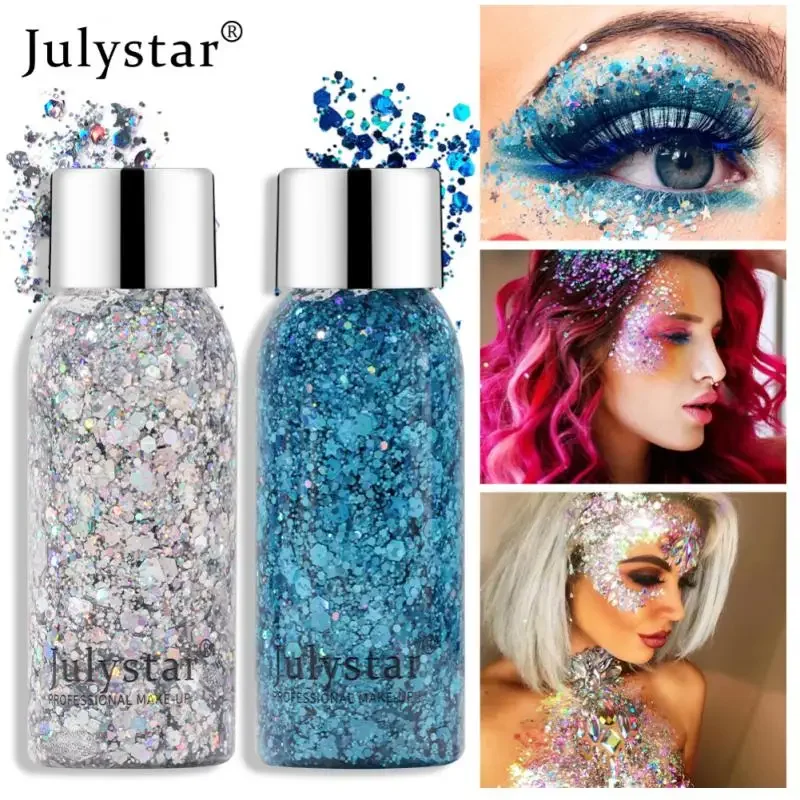 Heallor Julystar-Gel Pailmétrage Visage, Sirène, Paillettes, Chunky, Barre Pailletée, Maquillage, Fard À Paupières Cheveux, Corps, ixFestiva