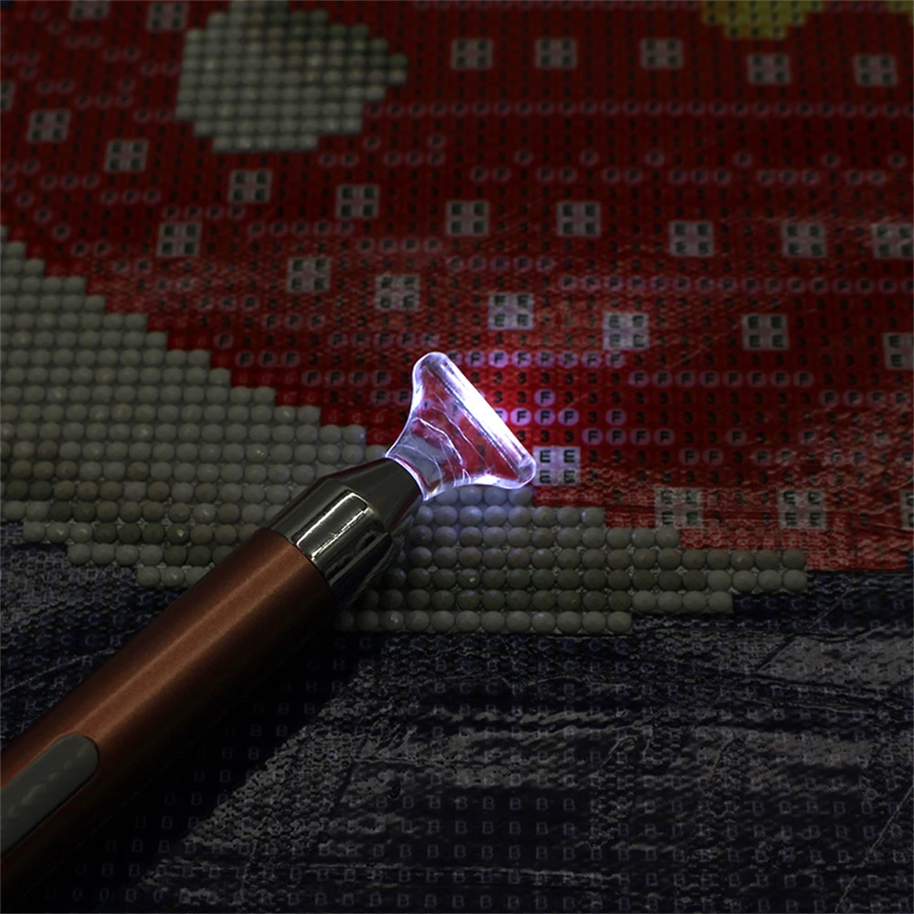 5D DIY Lighted Diamond Painting Pen Tools Set Point Drill Pen with Light Art Kits Replacement Pen Heads USB Cable Arts Crafts