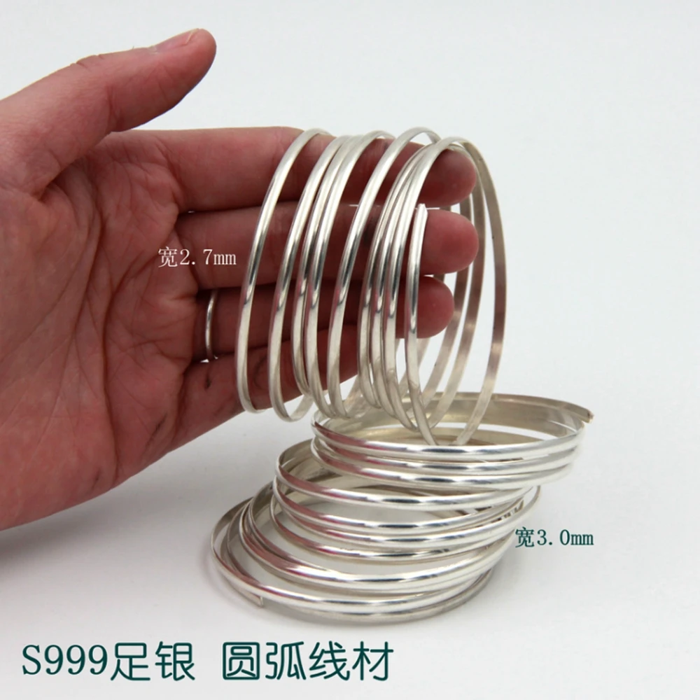 999 real Sterling Silver half round Wire Silver Wire Solid For Jewelry DIY Sterling Silver Bracelet accessories