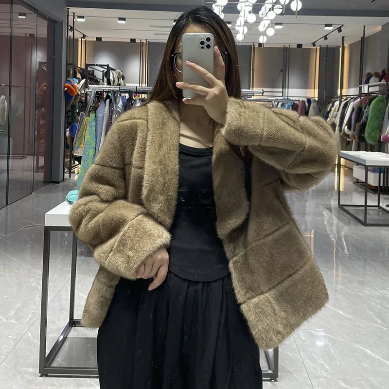 Women's Winter Coat Faux Mink Jacket Thick Warm Faux Fur Coat Female Overcoat Lady New Fashion