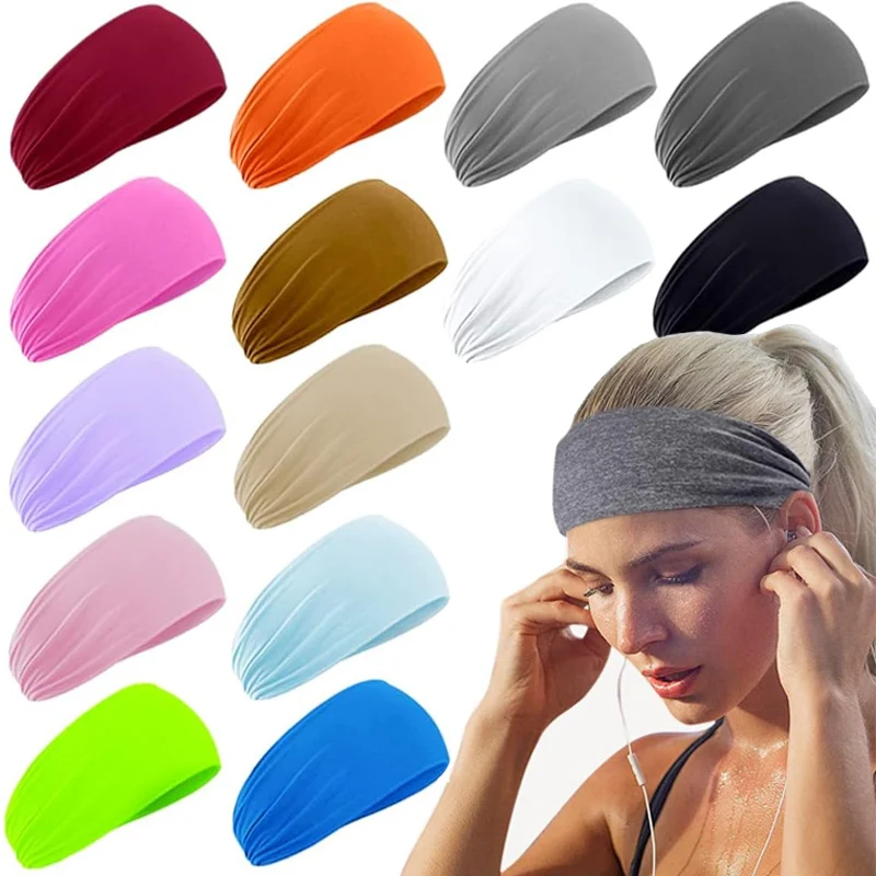 Sports Sweat Head Hair Bands Gym Yoga for Women Exercise Tennis Badminton Grip Wide Turban Stretch Headbands Hair Accessories