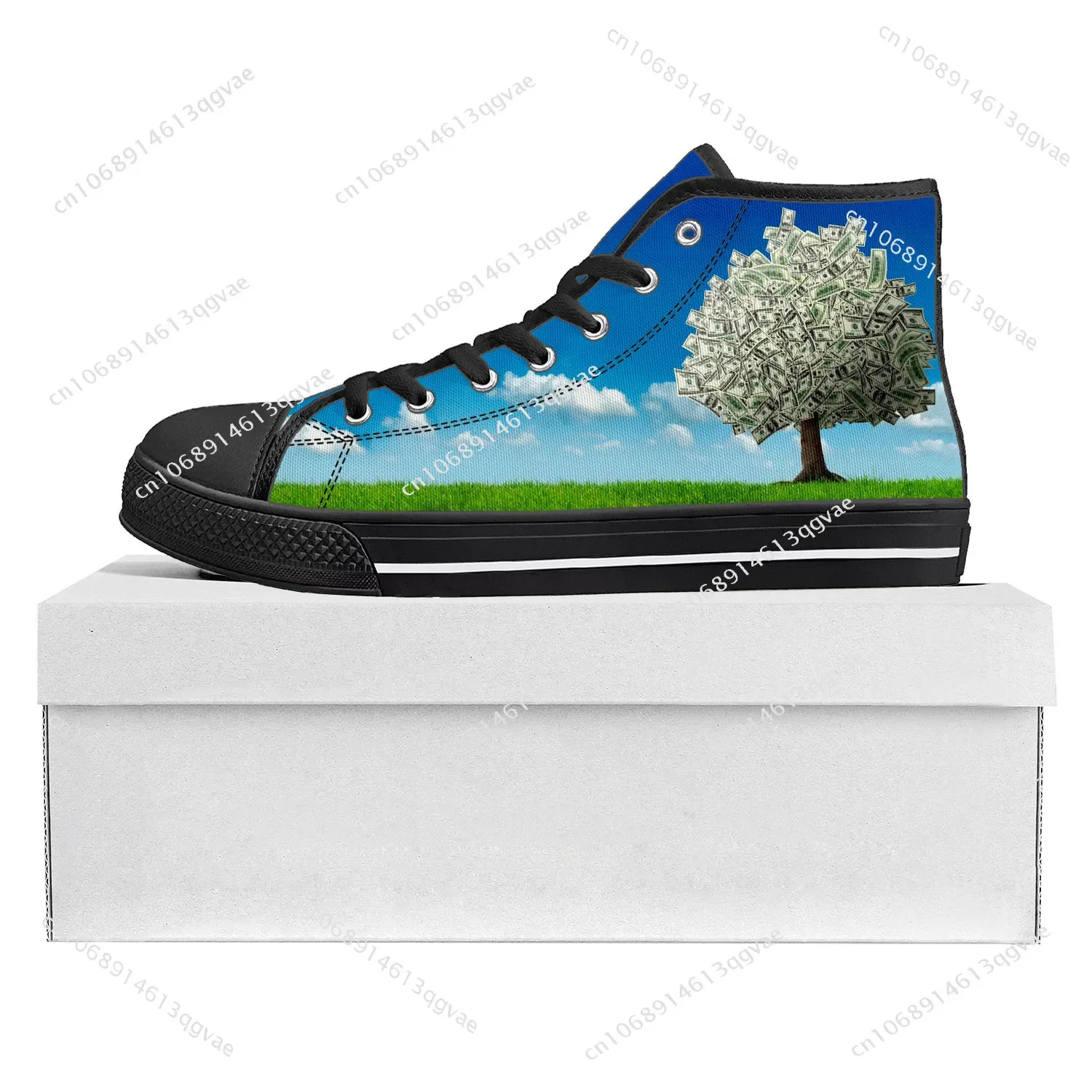 

Dollar Green Tree High Top High Quality Sneakers Mens Womens Teenager Canvas Sneaker Casual Couple Shoes Custom Made Shoe Black