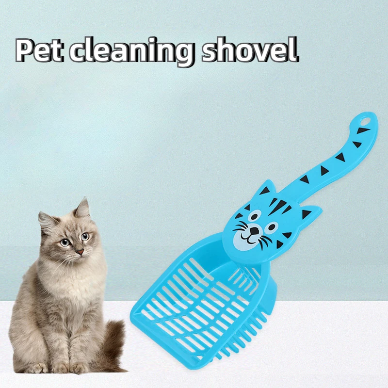 Cartoon Cat Litter Shovel Cat Scoop Poop Shovel Waste Tray Pet Cleaning Tool Plastic Cat Sand Toilet Cleaning Spoons Hollow