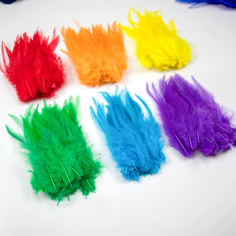 50pcs Fluffy Rooster Feathers Natural Colored 10-15cm Cock Plumes for Wedding Clothing Decoration Stage Performance Feather