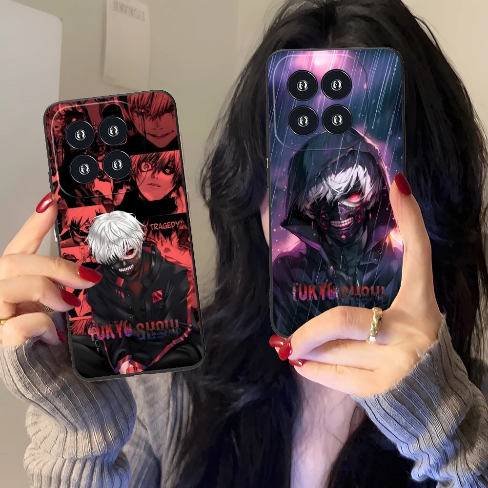 Tokyo Ghoul Kaneki Mobile Cell Phone Case for Xiaomi 14 13 12 11 10 9 T Ultra Lite Pro S SE X 5G Black Soft Phone Cover Shell