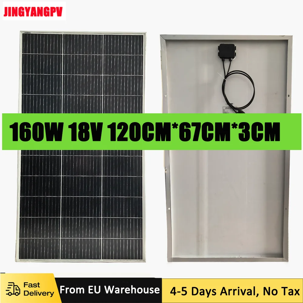 18V Solar Panel 160W Starre Glas Solar Panel Monocrystaillne Solarzelle Für 12V/24V Batterie Ladung 1000w System Kits Für Zuhause – Detail 5