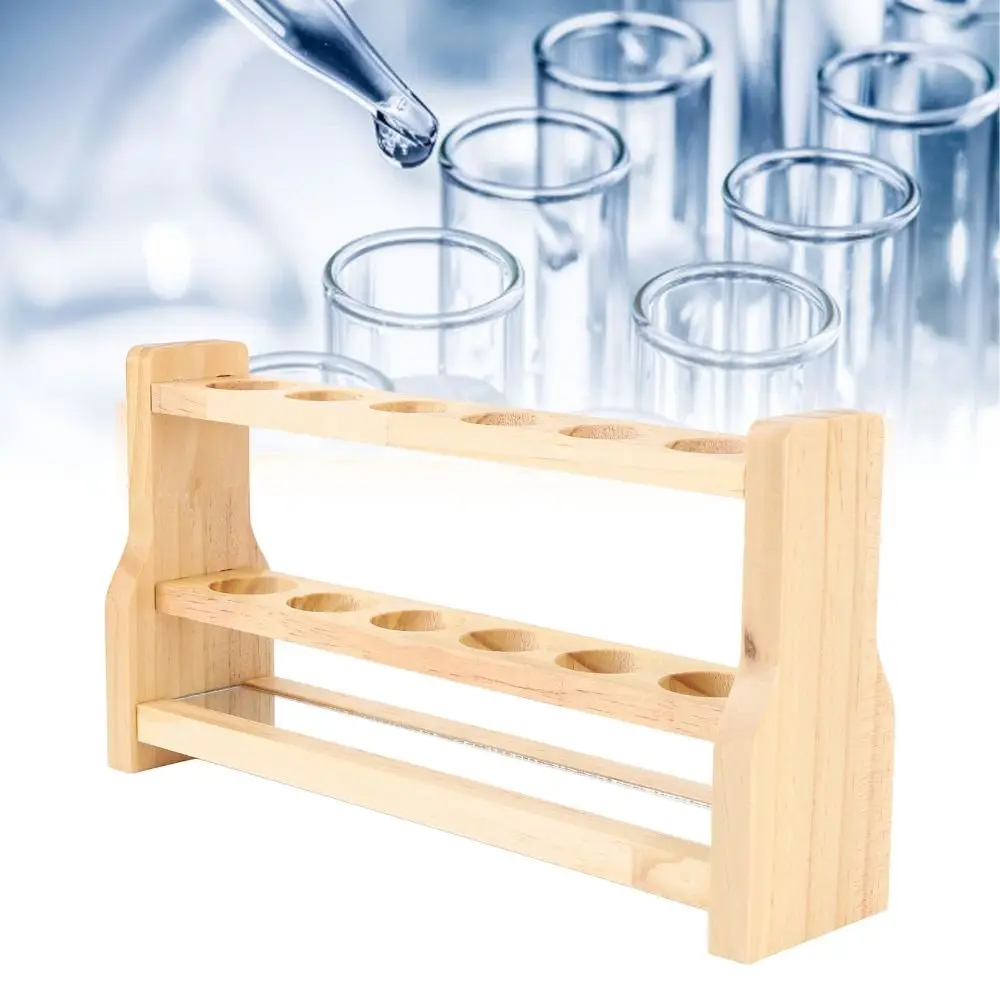 Durable 6 Hole Test Tube Rack 10ml 25ml 50ml Wooden Test Tube Holder Test Tube Stand Laboratory Testing