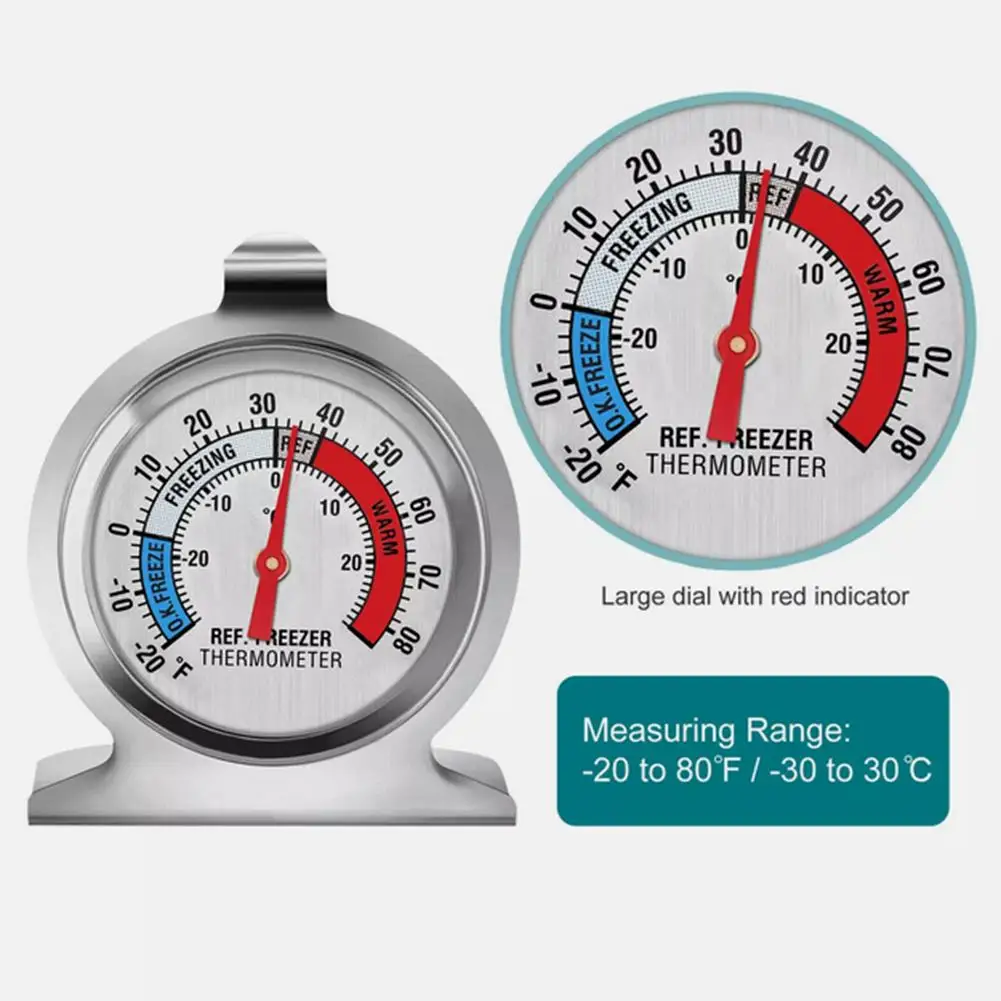 1pc Refrigerator Thermometer -30~30°C/-20~80°F Classic Fridge Analog Thermometer Large Dial With Red Indicator Thermometer