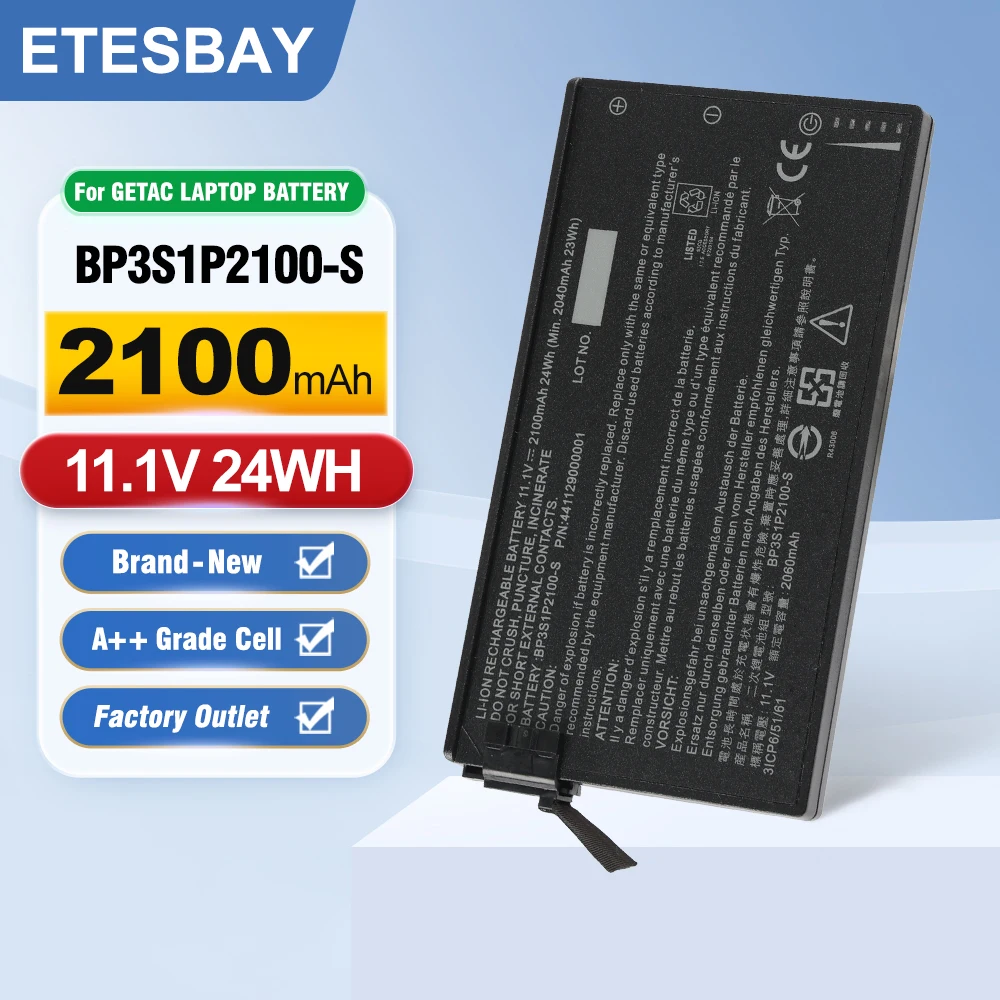 ETESBAY BP3S1P2100-S Laptop Battery 24WH 2100mAh for Getac V110 Rugged Notebook BP3S1P2100 441129000001 3 Cells