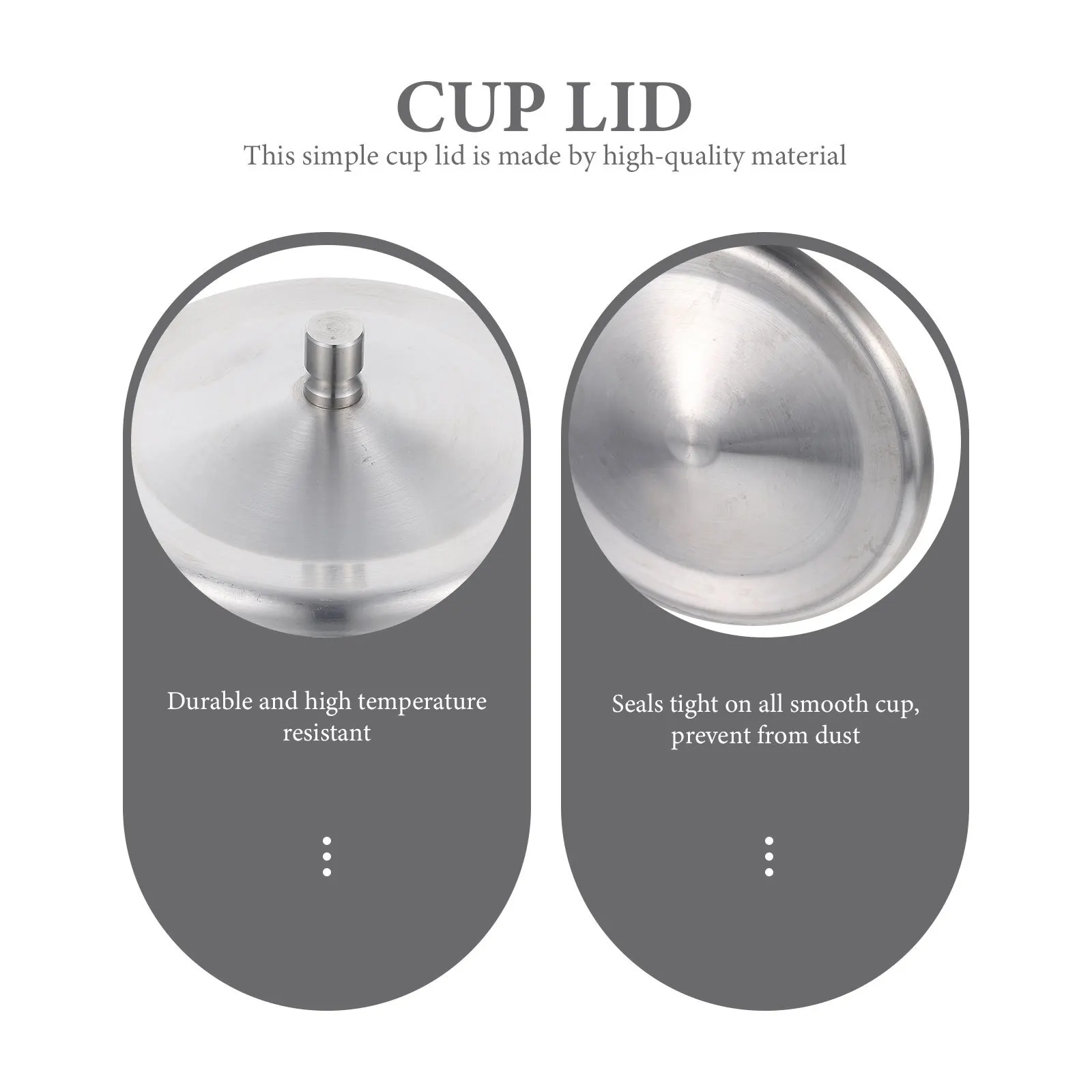 

5pcs Stainless Steel Cup Cover Leakproof Mug Lid For Coffee Tea Drink Silicone Seal Round Handle Home Kitchen Bar Use