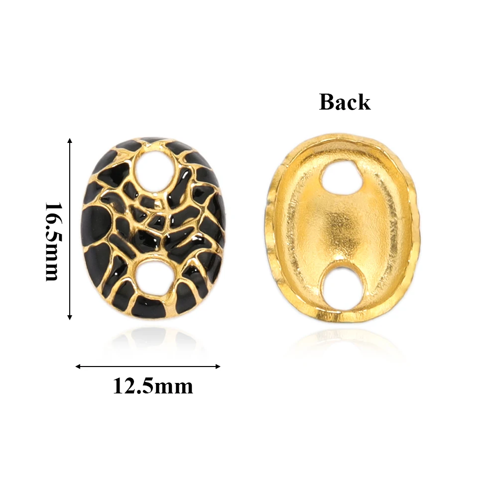 5 Stück Gold Edelstahl Emaille-Anhänger Schweineschnauze Leoparden-Motiv für DIY Schmuckherstellung Halsketten-Verbinder Armband-Zubehör – Detail 4