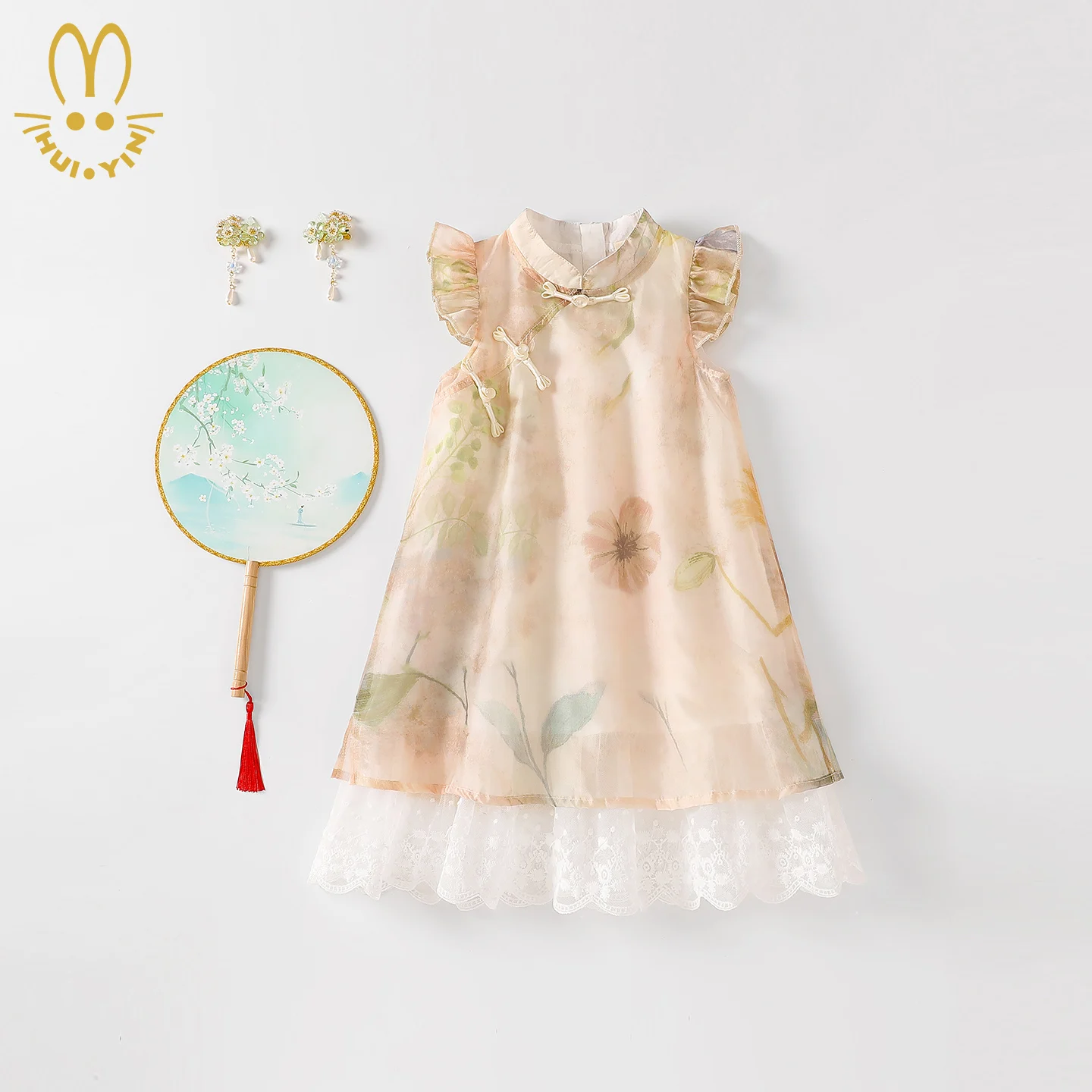 Girls' Traditional Chinese Cheongsam Dress New Style Mid-to-Teenage Children's National Fashion One-Piece Dress