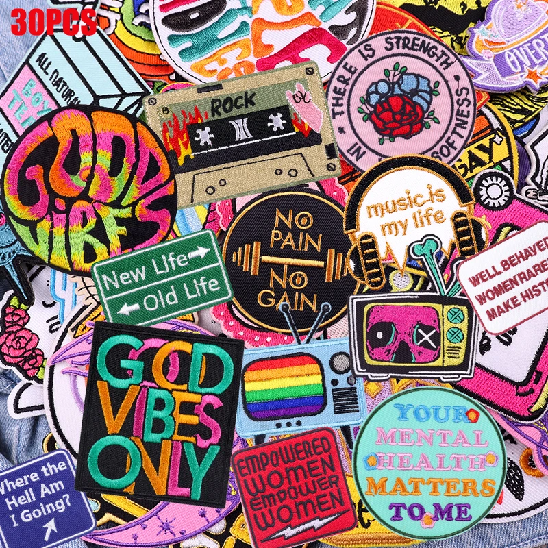 10/20/30/40/50PCS Random Cartoon/Colorful Letter Embroidered Patches Iron On Patches For Clothing Thermoadhesive Patches Sew DIY